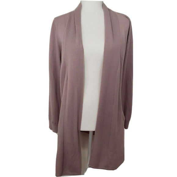 North South Merino - 100% Fine Merino Wool Open Front Cardigan, Mauve Co… - Picture 1 of 8